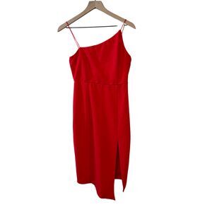 NWT Princess Polly Red Aero A-Symmetrical Midi Dress Side Slit Size 10 Cocktail